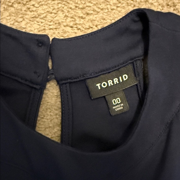 Torrid Navy Blue Midi Dress with Strappy Shoulders - Picture 3 of 6